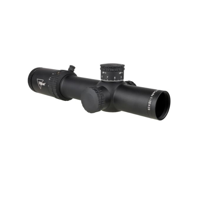 trijicon credo hx mid range rifle scope 1-10x28 - left back angle view