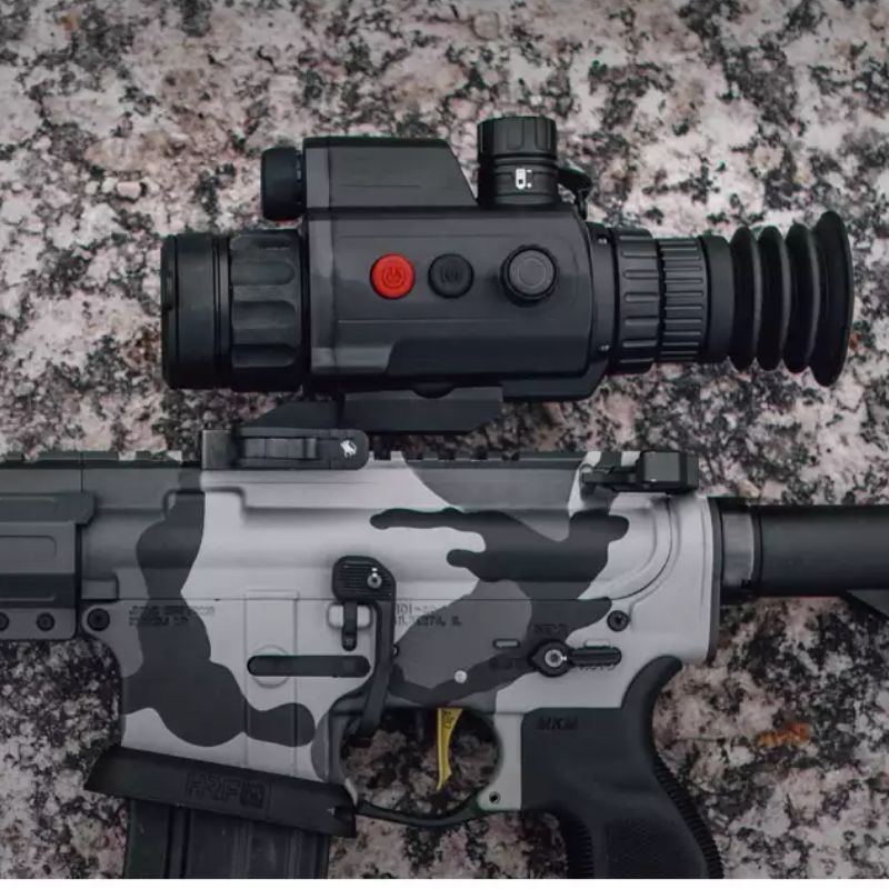 agm digital night vision scope - mounted on weapon