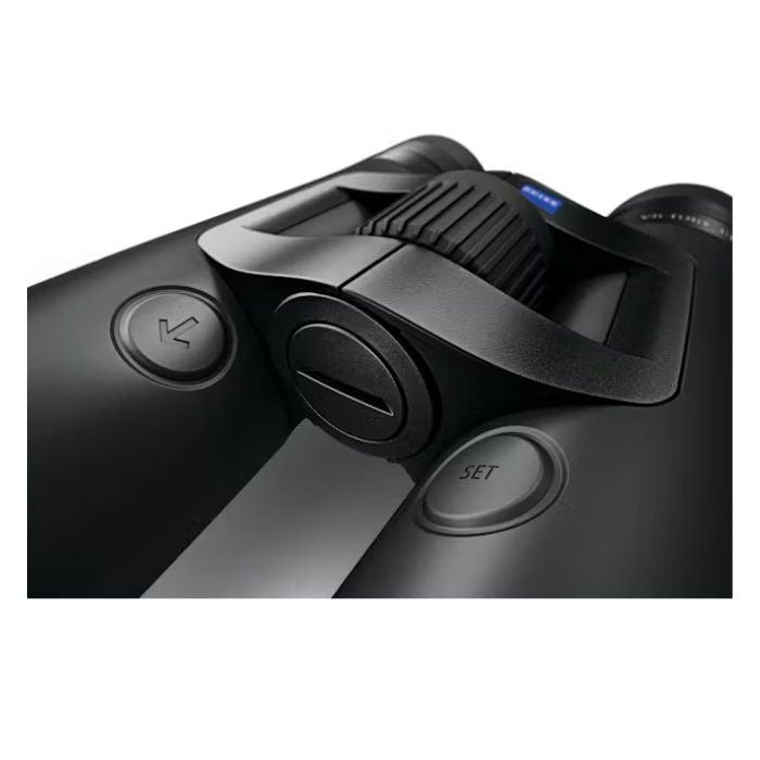 laser rangefinder ballistic calculator binoculars - close up view
