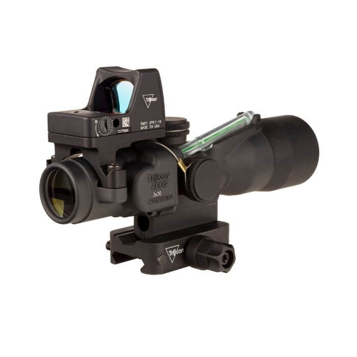 trijicon acog ta33 3x30 tactical scope -  right back angle view