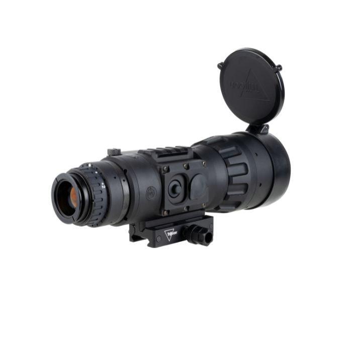 trijicon reap ir thermal rifle scope - right back angle view with lens cover up