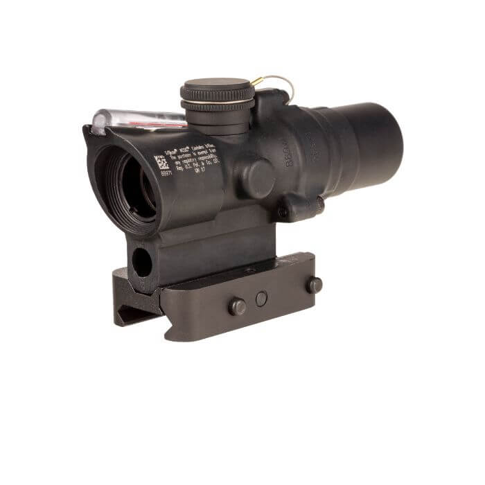 trijicon ta44 acog tactical scope left front angle view with red fiber