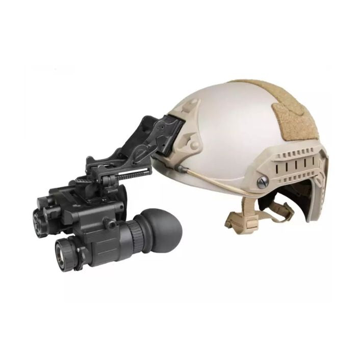 white phosphor night vision goggles - left of helmet view